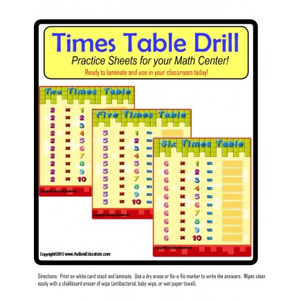 Multiplication Times Tables Practice Boards